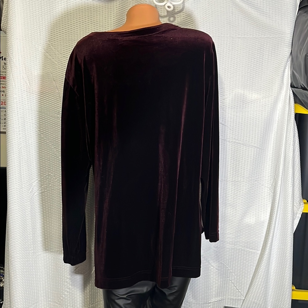 Apostrophe Red Button Down Tunic Notched Collar V… - image 6